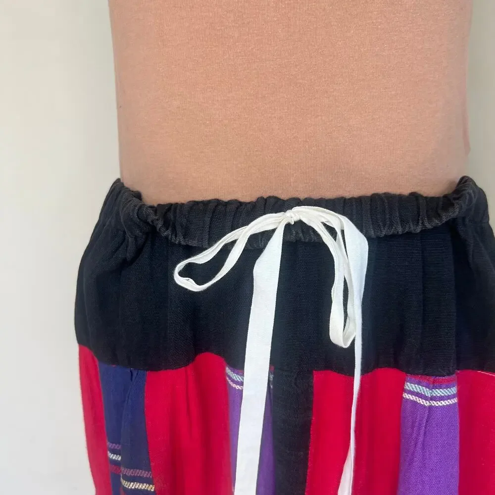 VTG Boho Handmade Upcycled tapestry Patchwork midi Skirt Women’s Guatemalan 60s